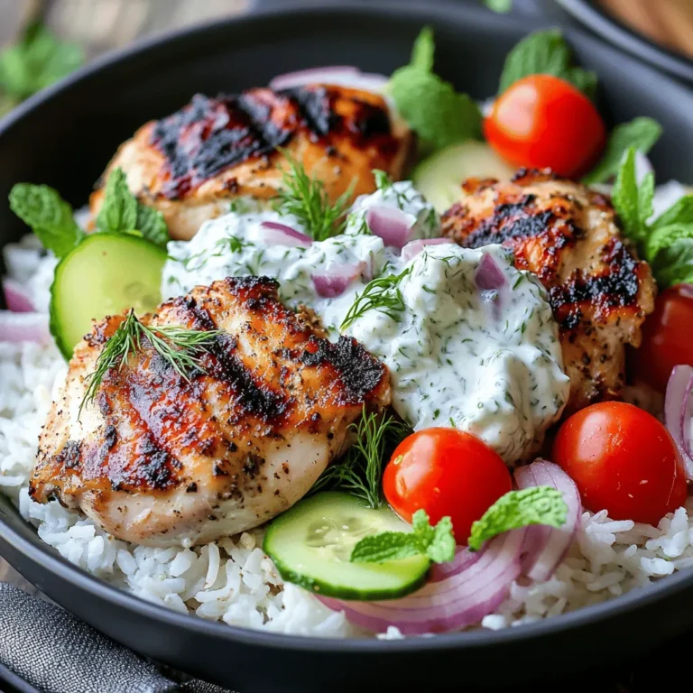 The Dump-and-Bake Chicken Tzatziki with Rice is a delightful fusion of Mediterranean flavors and comforting home-cooked simplicity. This recipe combines succulent chicken thighs, aromatic basmati rice, and a refreshing homemade tzatziki sauce into an easy, one-pan meal that's perfect for busy weeknights. In today’s fast-paced world, the dinner rush can often lead to a reliance on takeout or pre-packaged meals; however, this dish offers a healthier and more satisfying alternative without sacrificing convenience. With minimal prep and cooking time, families can savor the rich flavors of the Mediterranean without the stress of extensive cooking.