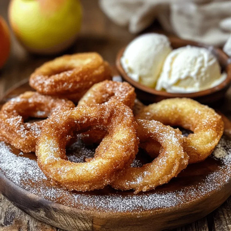 Crispy Fried Cinnamon Apple Rings are a delightful treat that brings together the sweet, juicy goodness of apples with a crunchy, golden-brown batter. This dish is not just a dessert but a versatile snack that can be enjoyed at any time of the day. Whether served as a warm after-school snack or as a unique addition to your dessert table, these apple rings are sure to impress both family and friends. The aroma of cinnamon wafting through the kitchen adds an extra layer of appeal that makes this recipe irresistible.