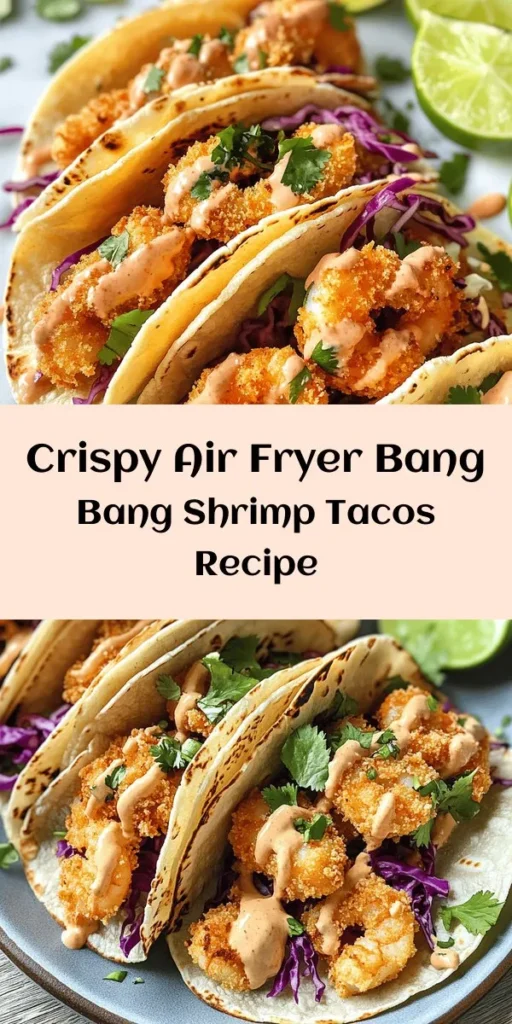 Get ready to elevate taco night with these Air Fryer Bang Bang Shrimp Tacos! This quick and easy recipe combines crispy, breaded shrimp with a delightful spicy bang bang sauce that’s sure to delight your taste buds. With just a handful of ingredients, you’ll have a delicious meal ready in about 45 minutes. Perfect for weeknight dinners or casual gatherings, serve them up with fresh lime wedges and enjoy the crunch and flavor in every bite! 🌮✨