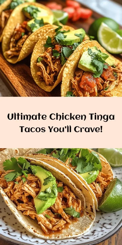 Looking for a deliciously spicy twist on taco night? Try these Chicken Tinga Tacos! Made with tender, shredded chicken marinated in smoky chipotle peppers, onions, and aromatic spices, they offer a burst of flavor in every bite. Simply cook the chicken, shred it, and load it into warm corn or flour tortillas. Top with fresh cilantro, avocado, and queso fresco for an unforgettable meal. Perfect for family dinners or gatherings! Enjoy with lime wedges on the side!