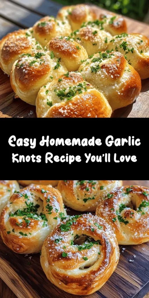 Delight in the irresistible taste of homemade garlic knots! These fluffy, buttery knots are made from simple ingredients like flour, yeast, and olive oil, with a delicious garlic butter topping that elevates every bite. Perfect as an appetizer or snack, they're easy to make and fun to shape. Just knead, rise, and bake for a golden, savory treat that the whole family will love. Enjoy warm and possibly topped with Parmesan cheese for an extra flavor boost!