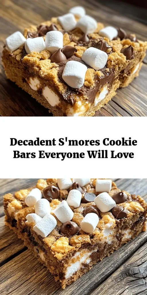 Indulge in the ultimate dessert with these delicious S'mores Cookie Bars! Made with a rich buttery base, loaded with chocolate chips, gooey mini marshmallows, and crunchy graham cracker crumbs, these sweet treats are perfect for any occasion. Easy to make and delightful to share, they bake in just 25-30 minutes. Enjoy them warm or cooled—either way, they’re sure to satisfy your sweet tooth! Grab the recipe and treat yourself today!