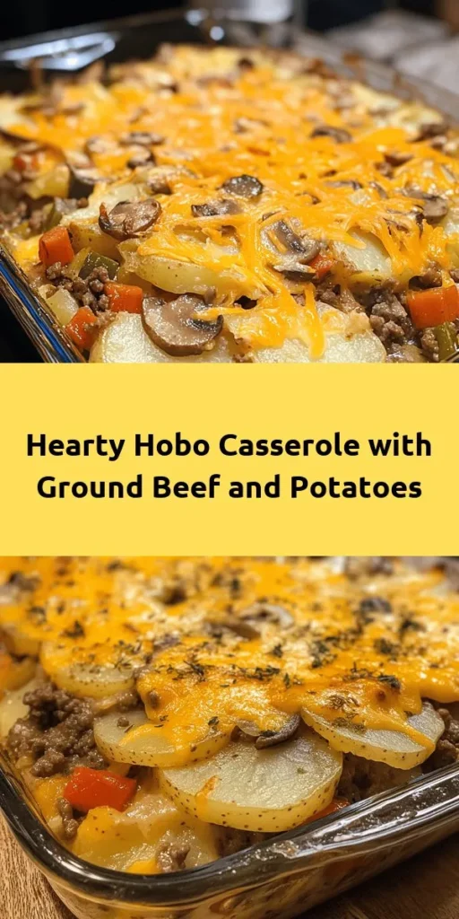 Looking for a comforting and easy dinner idea? Try this Hobo Casserole Delight with Ground Beef and Potatoes! Packed with savory ground beef, tender potatoes, mixed veggies, and topped with gooey cheddar cheese, this hearty dish is perfect for the whole family. Simply layer the ingredients in a baking dish and let the oven do the work. It’s a delicious one-dish meal that’s sure to impress. Perfect for busy weeknights!
