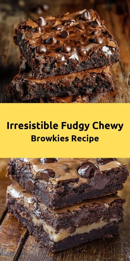 Indulge in the ultimate dessert with these Best Fudgy Chewy Browkies! This delicious recipe combines rich, fudgy brownies with chewy cookie dough for the perfect treat. With simple ingredients like butter, sugar, and chocolate chips, these mouthwatering squares are easy to make and absolutely irresistible. Bake them for a cozy dessert or share with friends. Get ready for a delightful blend of textures and flavors that will satisfy any sweet tooth!